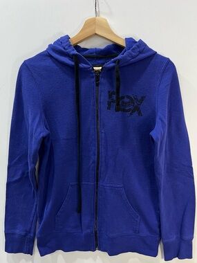 Fox Racing Women’s Blue Zip Hoodie Large Motocross Streetwear Y2K Style